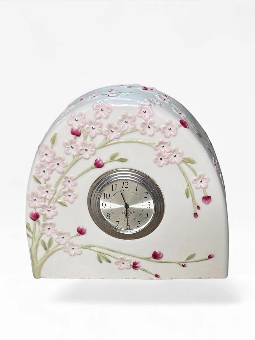 Lenox Cherry Blossom Clock Floral Mantel Clock White & Pink